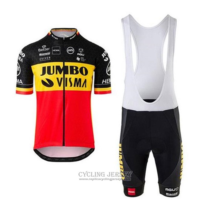 2020 Cycling Jersey Jumbo Visma Black Yellow Red Short Sleeve And Bib Short